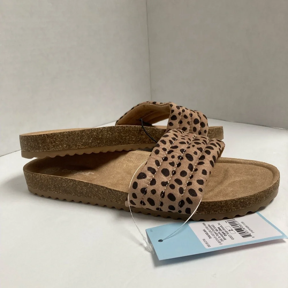 Girls Sandals Leopard Print Selma Tan with Black Spots Slip On Shoes Cat & Jack - Picture 3 of 9